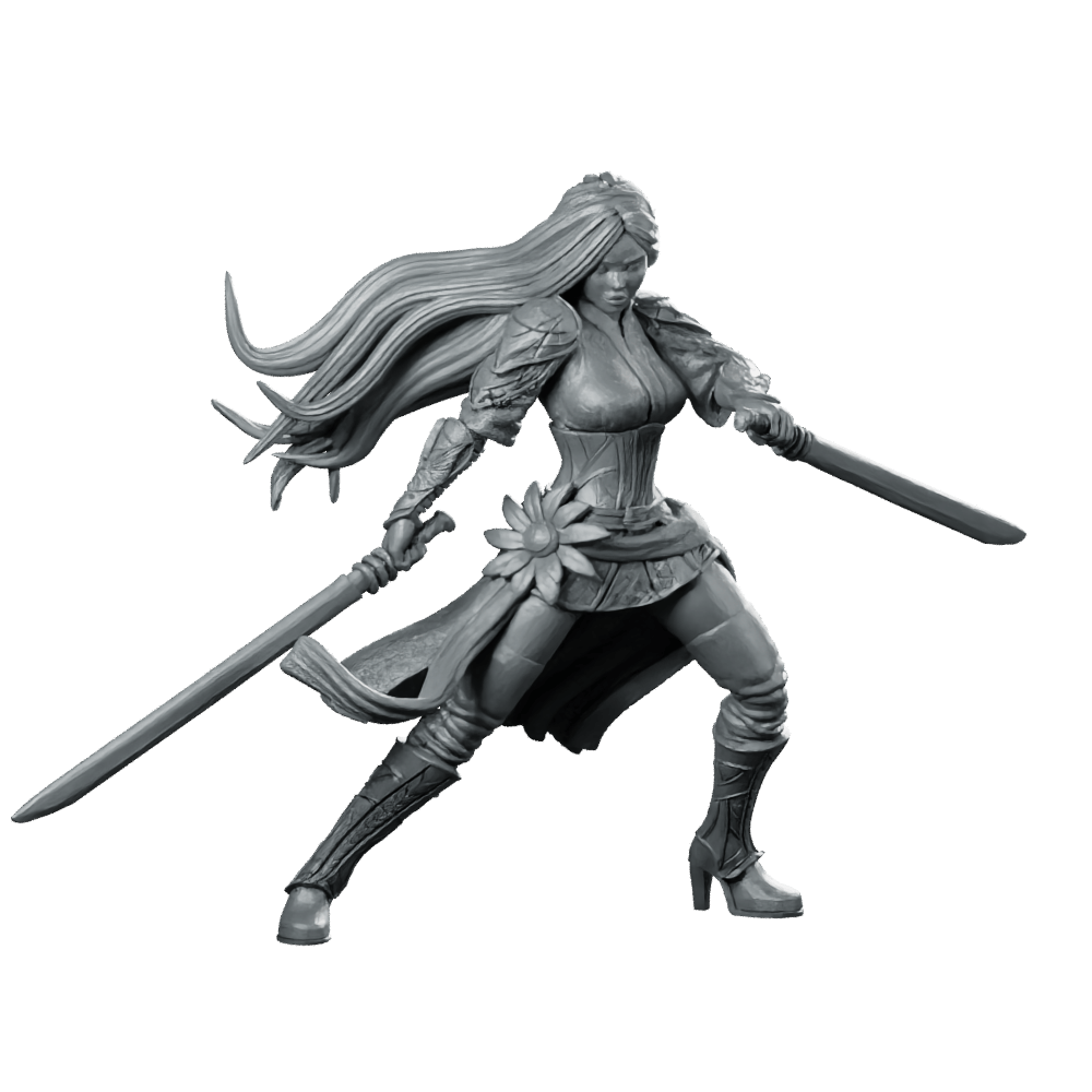 Ayame Miniature Dual - Wielding Female Warrior Hero Figure - Haito - We Print Miniatures