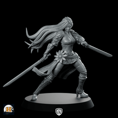 Ayame Miniature Dual - Wielding Female Warrior Hero Figure - Haito - We Print Miniatures