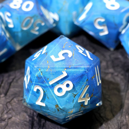 Azure Aegis | Art Core Dice | 7 Piece Set - Tabletop Dominion - We Print Miniatures