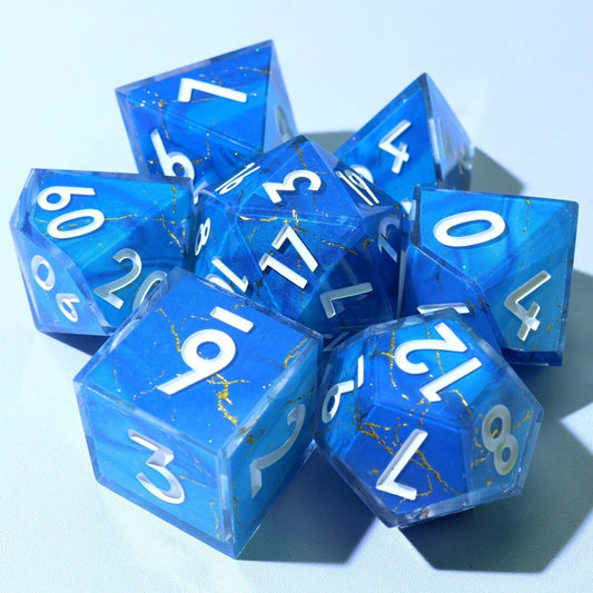 Azure Aegis | Art Core Dice | 7 Piece Set - Tabletop Dominion - We Print Miniatures