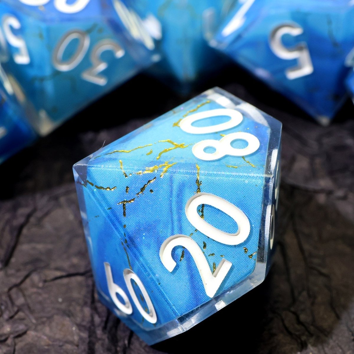 Azure Aegis | Art Core Dice | 7 Piece Set - Tabletop Dominion - We Print Miniatures