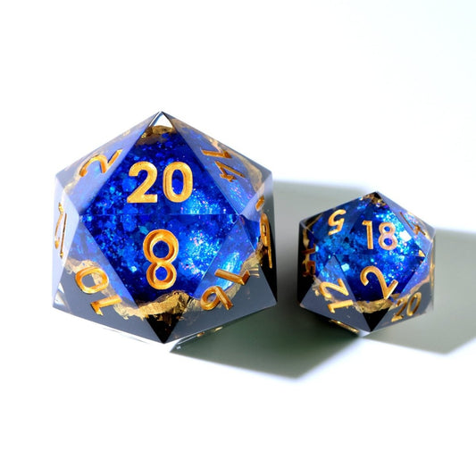 Azure Depths | 33mm D20 | Oversized Geode Dice - Tabletop Dominion - We Print Miniatures
