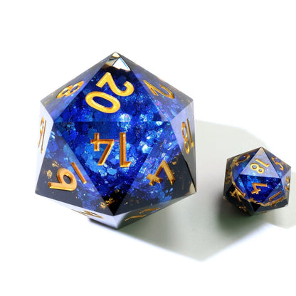 Azure Depths | 50mm D20 | Oversized Geode Dice - Tabletop Dominion - We Print Miniatures