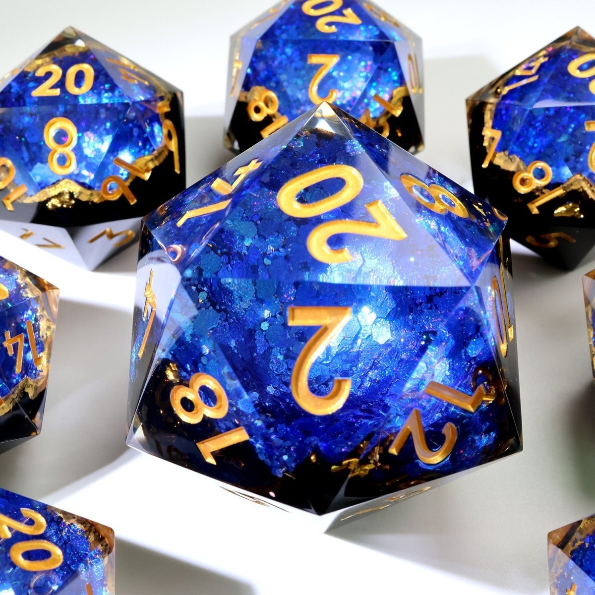 Azure Depths | 50mm D20 | Oversized Geode Dice - Tabletop Dominion - We Print Miniatures