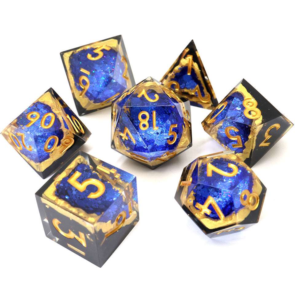 Azure Depths | Geode Dice | 7 Piece Set - Tabletop Dominion - We Print Miniatures