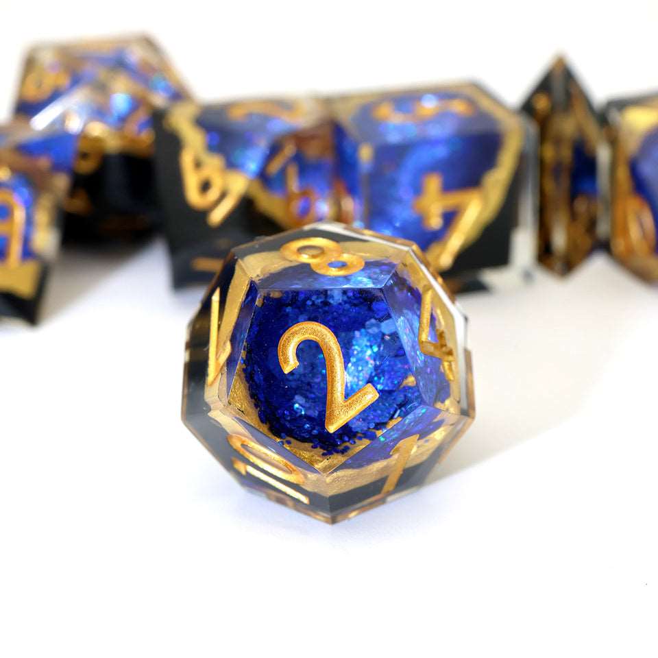 Azure Depths | Geode Dice | 7 Piece Set - Tabletop Dominion - We Print Miniatures