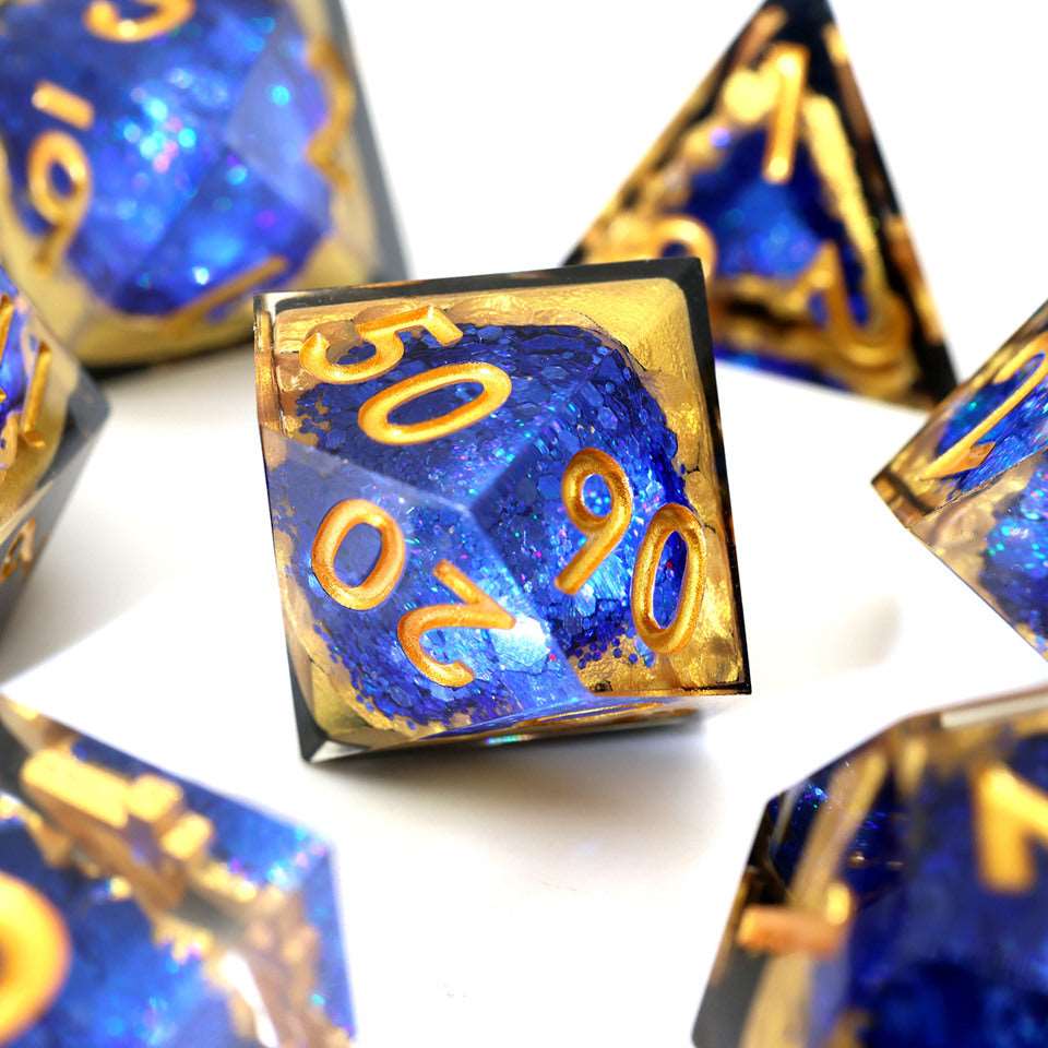 Azure Depths | Geode Dice | 7 Piece Set - Tabletop Dominion - We Print Miniatures