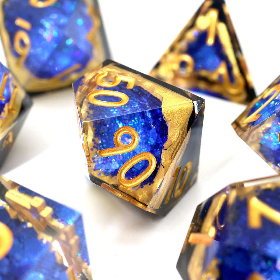 Azure Depths | Geode Dice | 7 Piece Set - Tabletop Dominion - We Print Miniatures