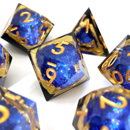 Azure Depths | Geode Dice | 7 Piece Set - Tabletop Dominion - We Print Miniatures