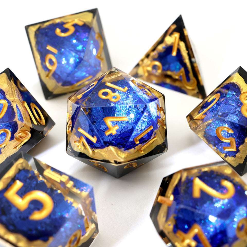 Azure Depths | Geode Dice | 7 Piece Set - Tabletop Dominion - We Print Miniatures