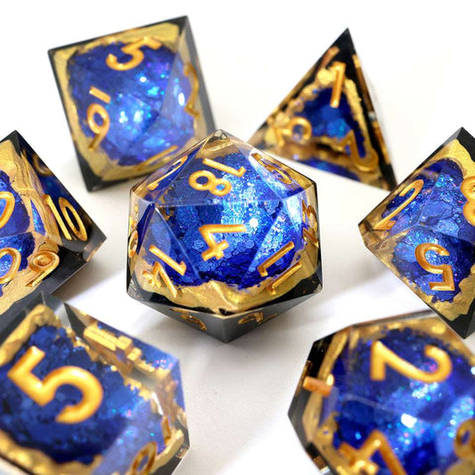 Azure Depths | Geode Dice | 7 Piece Set - Tabletop Dominion - We Print Miniatures