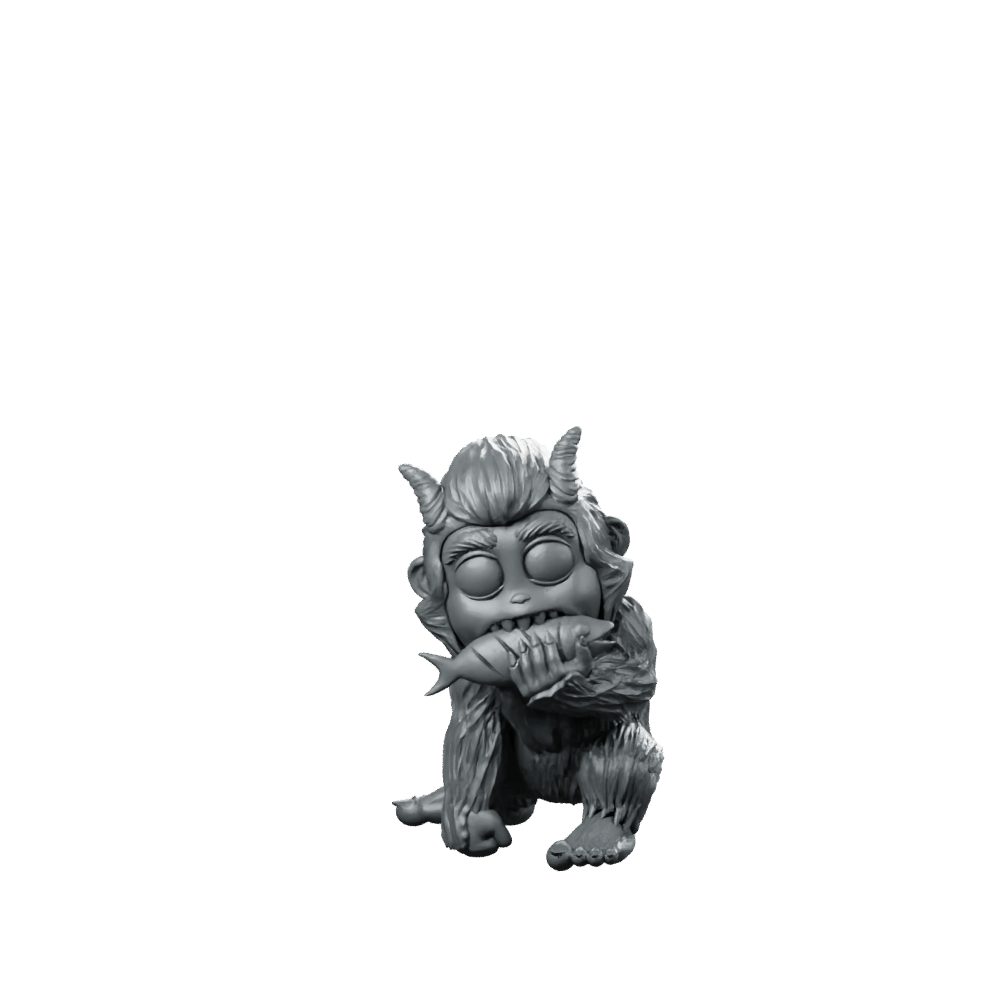 Baby Yeti Munching Gremlin Fish - Papsikels Miniatures - We Print Miniatures