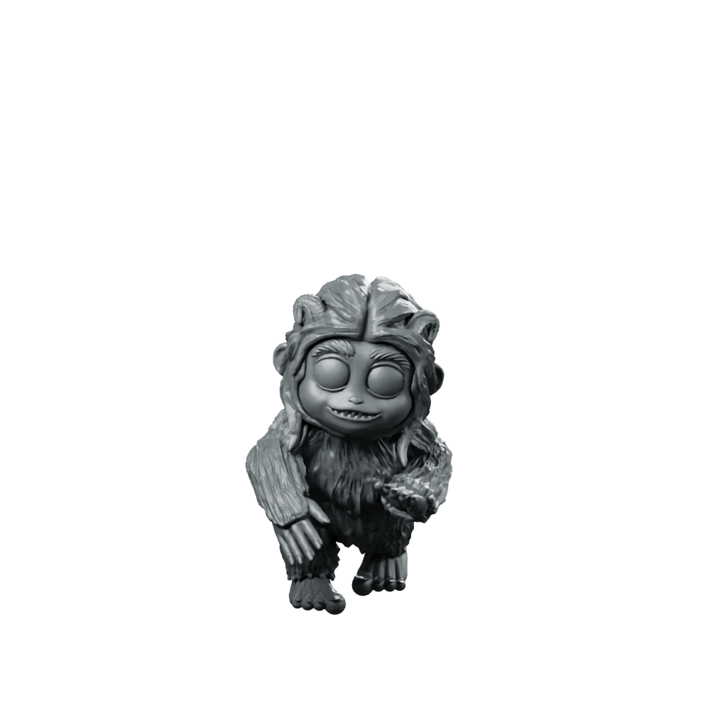 Baby Yeti Rolling Ewok Tribal Scout - Papsikels Miniatures - We Print Miniatures