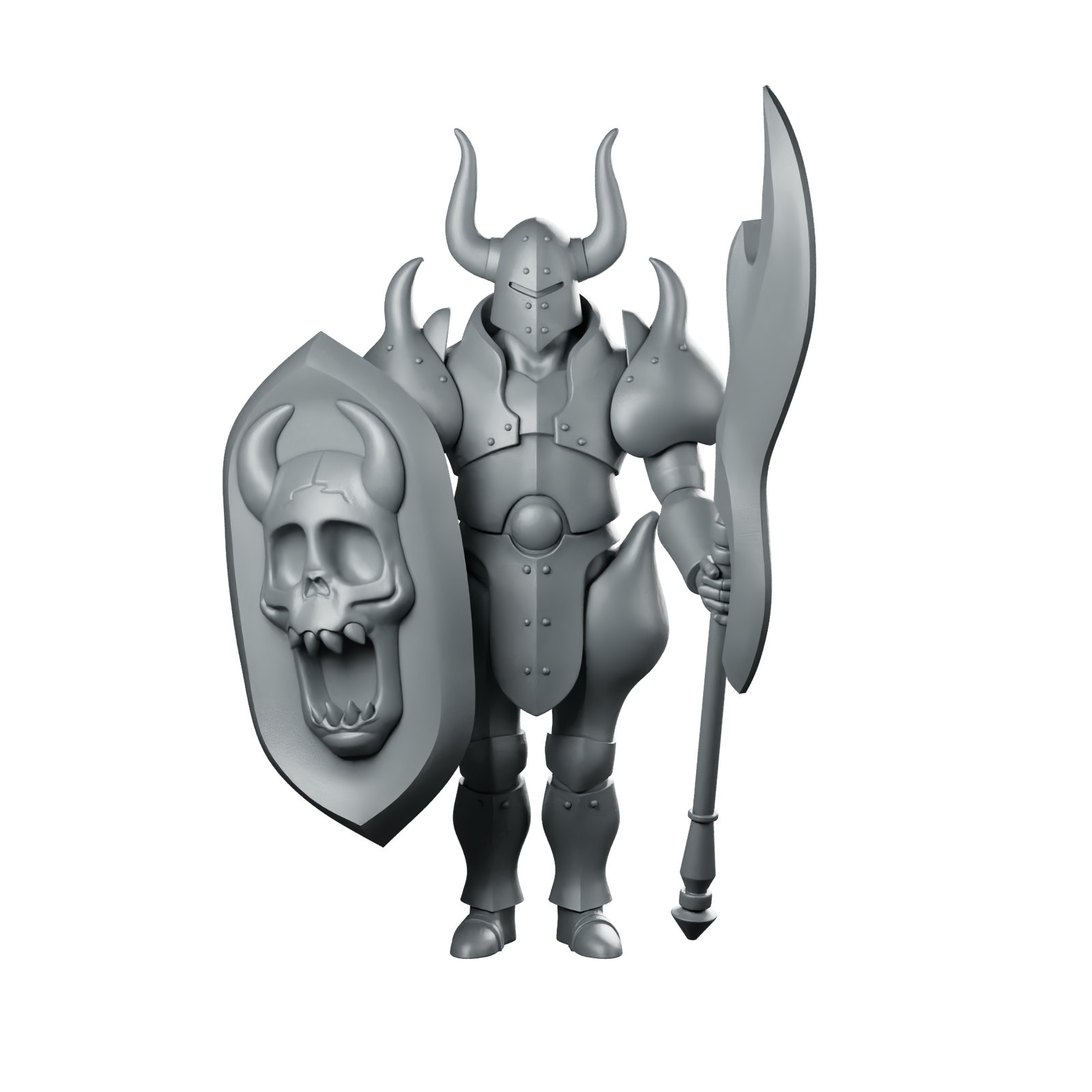 Bad Karmour Miniature Horned Skull Shield Spear Miniature 360 Spin 01