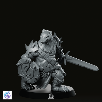 Badger Barbarian Miniatuur Gepantserde Zwaard Schild Krijger