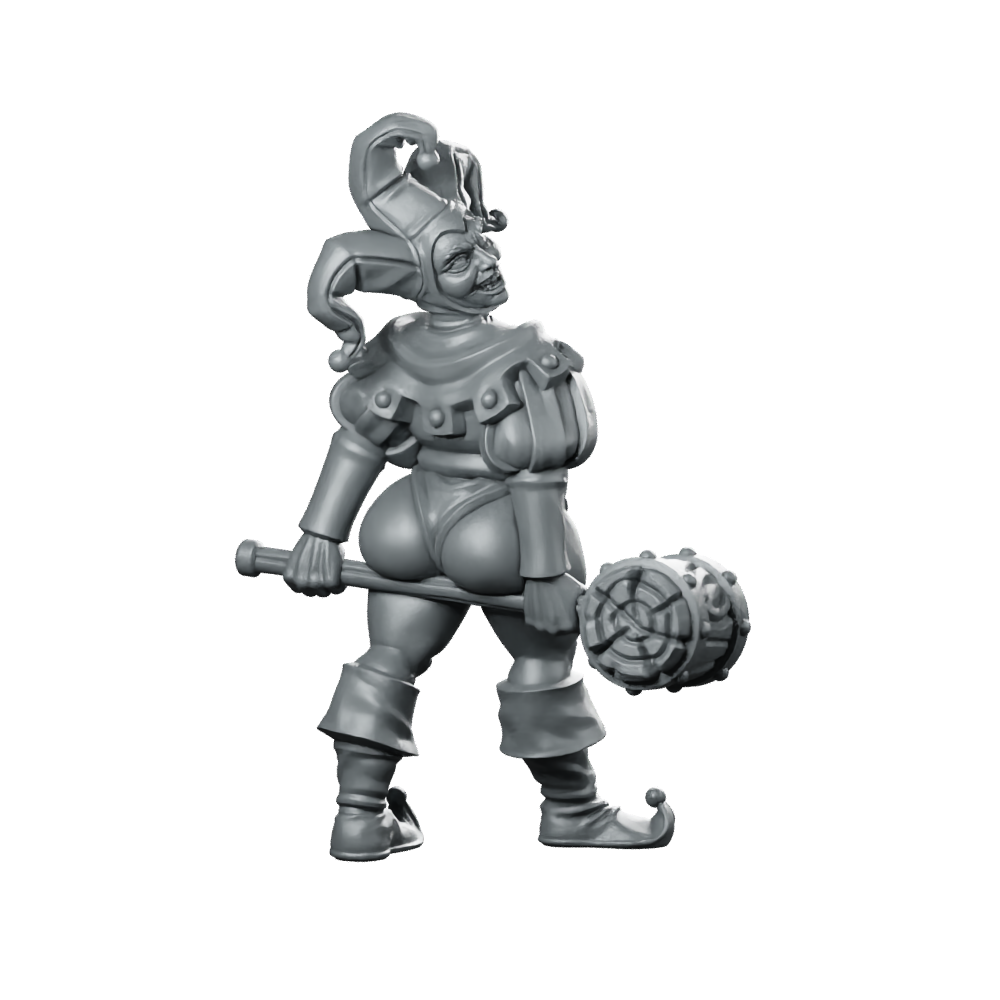 Bae Victis Jester Fantasy Miniature Female Trickster Miniature 360 Spin 01