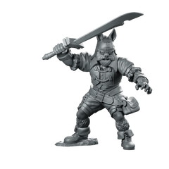 Baku Miniature Beastman Swordfighter RPG Tabletop Hero Miniature 360 Spin 01