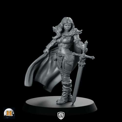 Baleth Miniature Female Warrior Sword Adventurer - Haito - We Print Miniatures