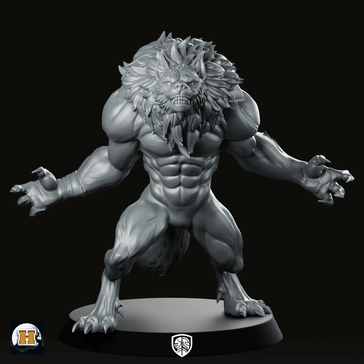Balfor The Shadow Miniature Werewolf Lycanthrope Beastman Resin - Haito - We Print Miniatures
