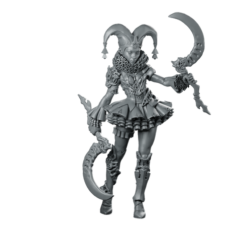 Ballerina Miniature Twin Scythe Jester Hero Fantasy Miniature 360 Spin 01