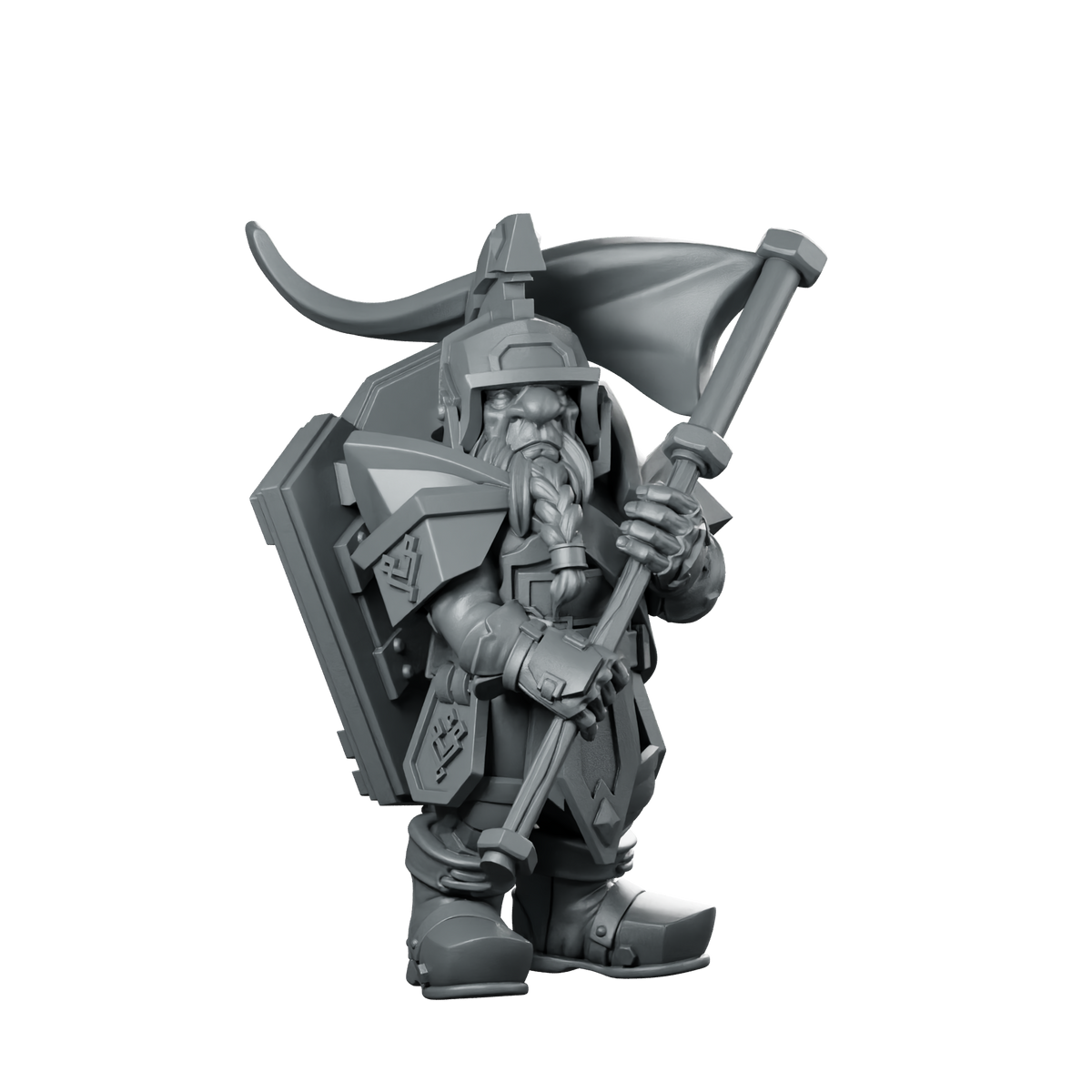 Bannerdwarf Sentinel Bartor Miniature Dwarf Flagbearer Leader Miniature 360 Spin 01