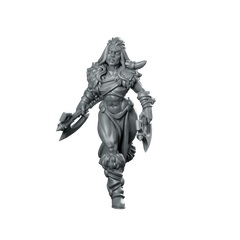 Female Barbarian with Axes Fantasy Miniature Fierce Warrior Miniature 360 Spin 01