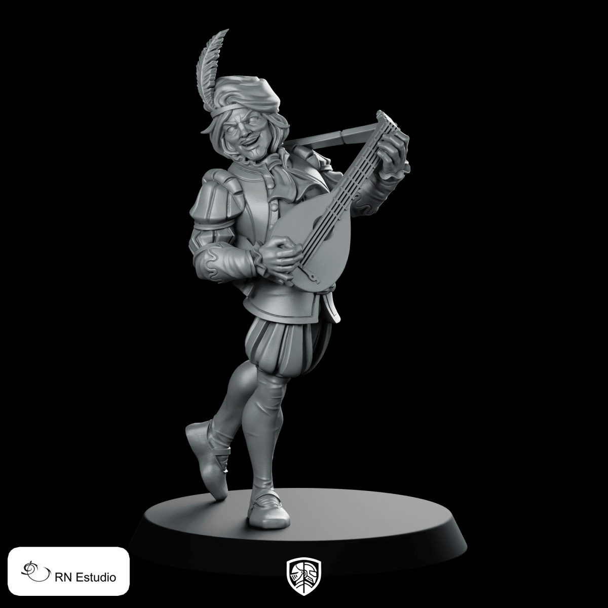 Bard Delionne Fantasy Miniature Lute Player Hero - RN Estudio - We Print Miniatures