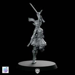 Bard Drawing Katana Miniature Female Elf Samurai - CastNPlay - We Print Miniatures