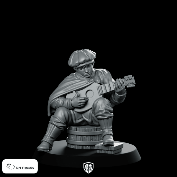 Bard Fantasy Forley Miniature Sneaky Lute Rogue Trickster - RN Estudio - We Print Miniatures
