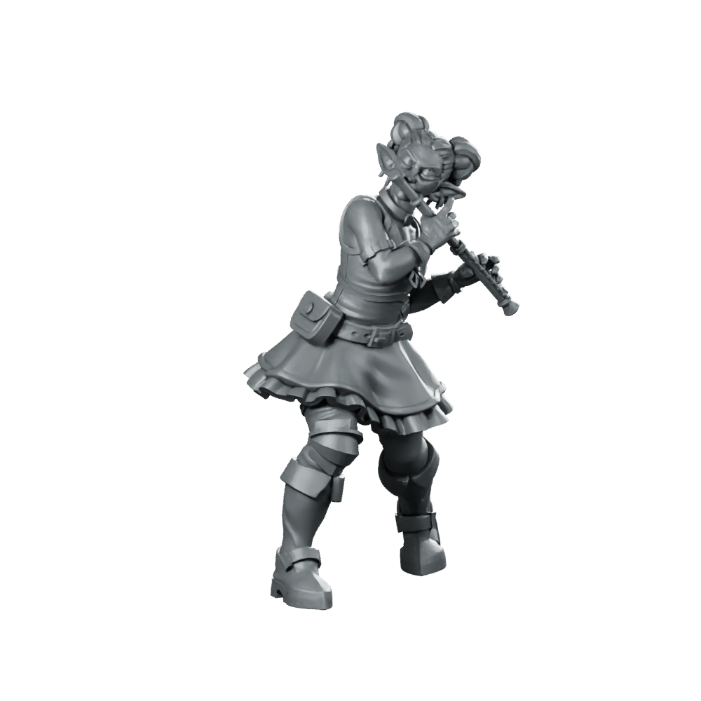 Bard Playing Flute Miniature Female Elf Musician - CastNPlay - We Print Miniatures