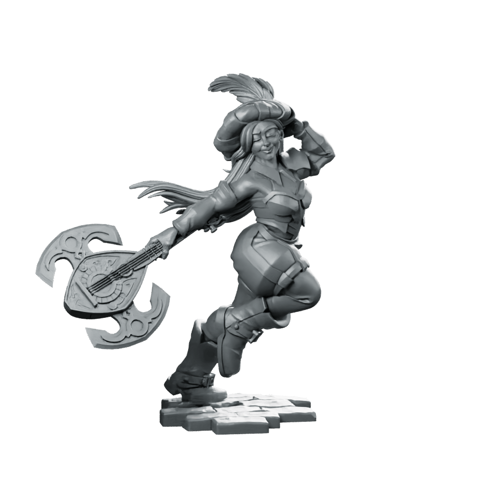 Bard Wielding Axe Miniature Female Fantasy DnD - CastNPlay - We Print Miniatures