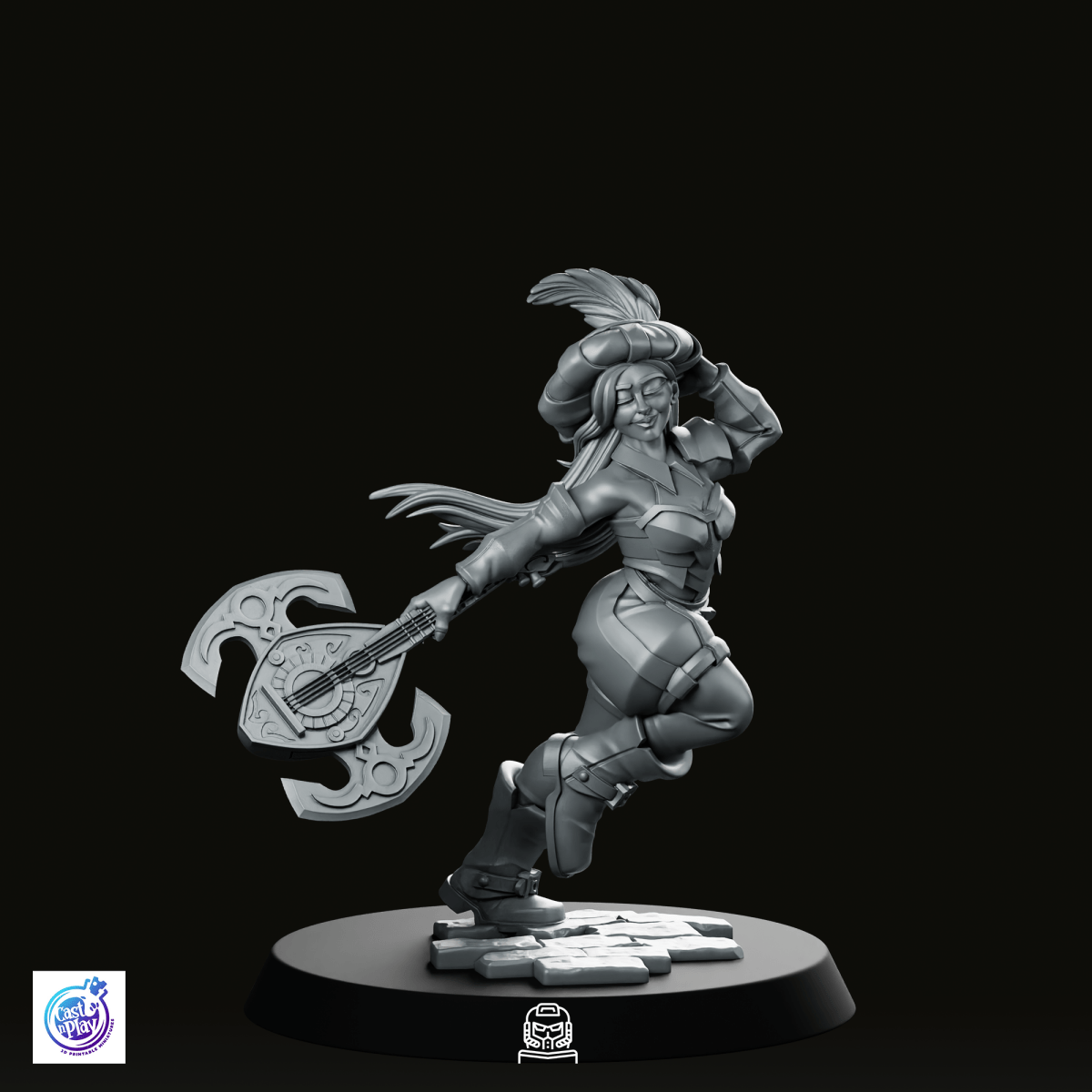 Bard Wielding Axe Miniature - CastNPlay - We Print Miniatures