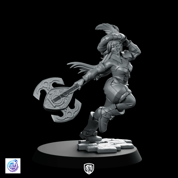 Bard Wielding Axe Miniature Female Fantasy DnD - CastNPlay - We Print Miniatures