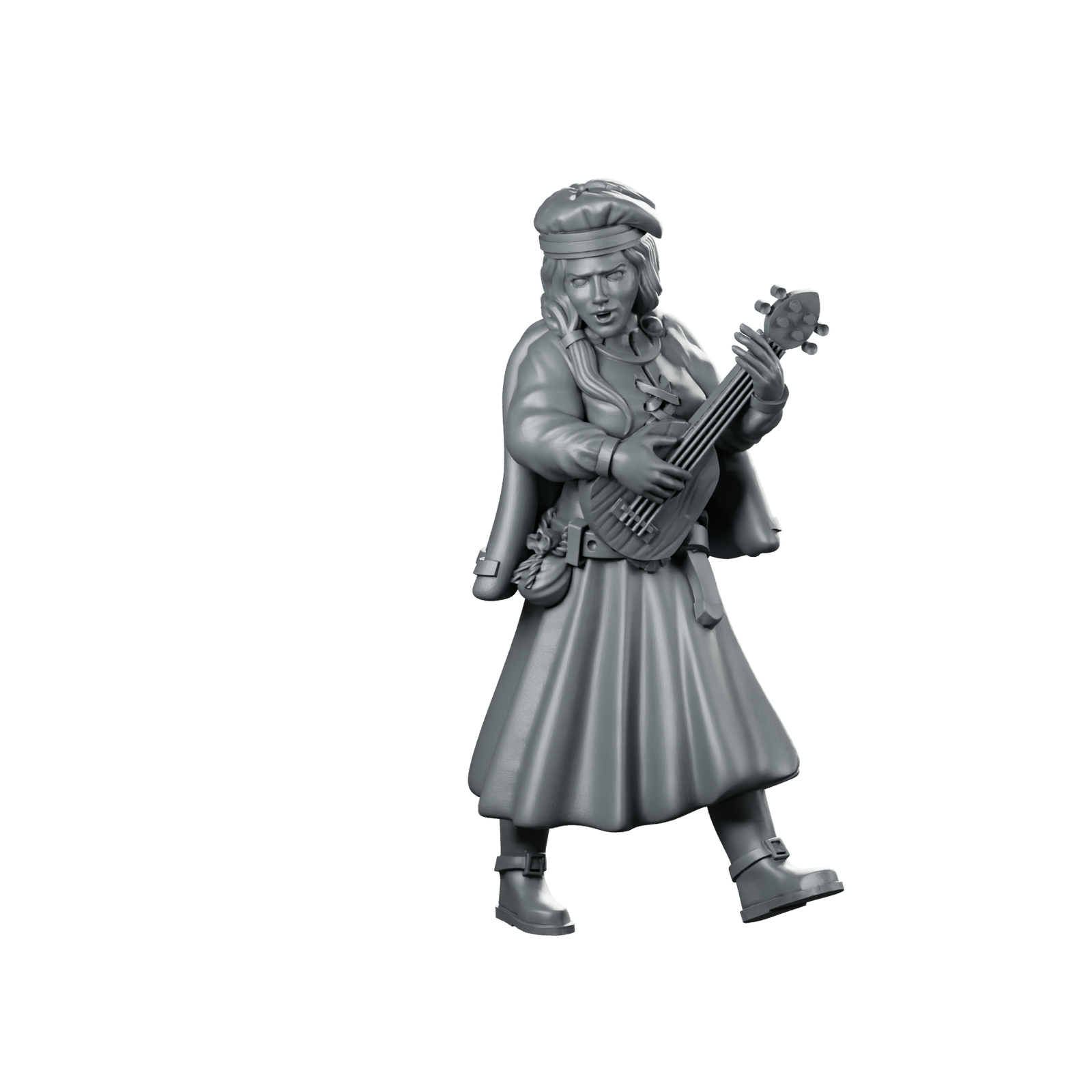 Bard Woman Miniature Bard Troubadour Musician Miniature 360 Spin 01