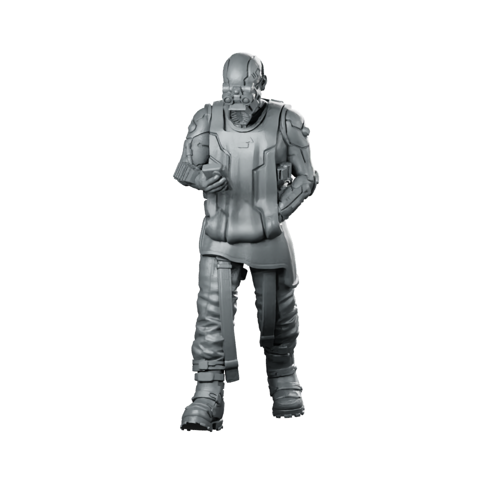 Bart Sanders Miniature Cyberpunk Sci-Fi Soldier Resin Miniature 360 Spin 01