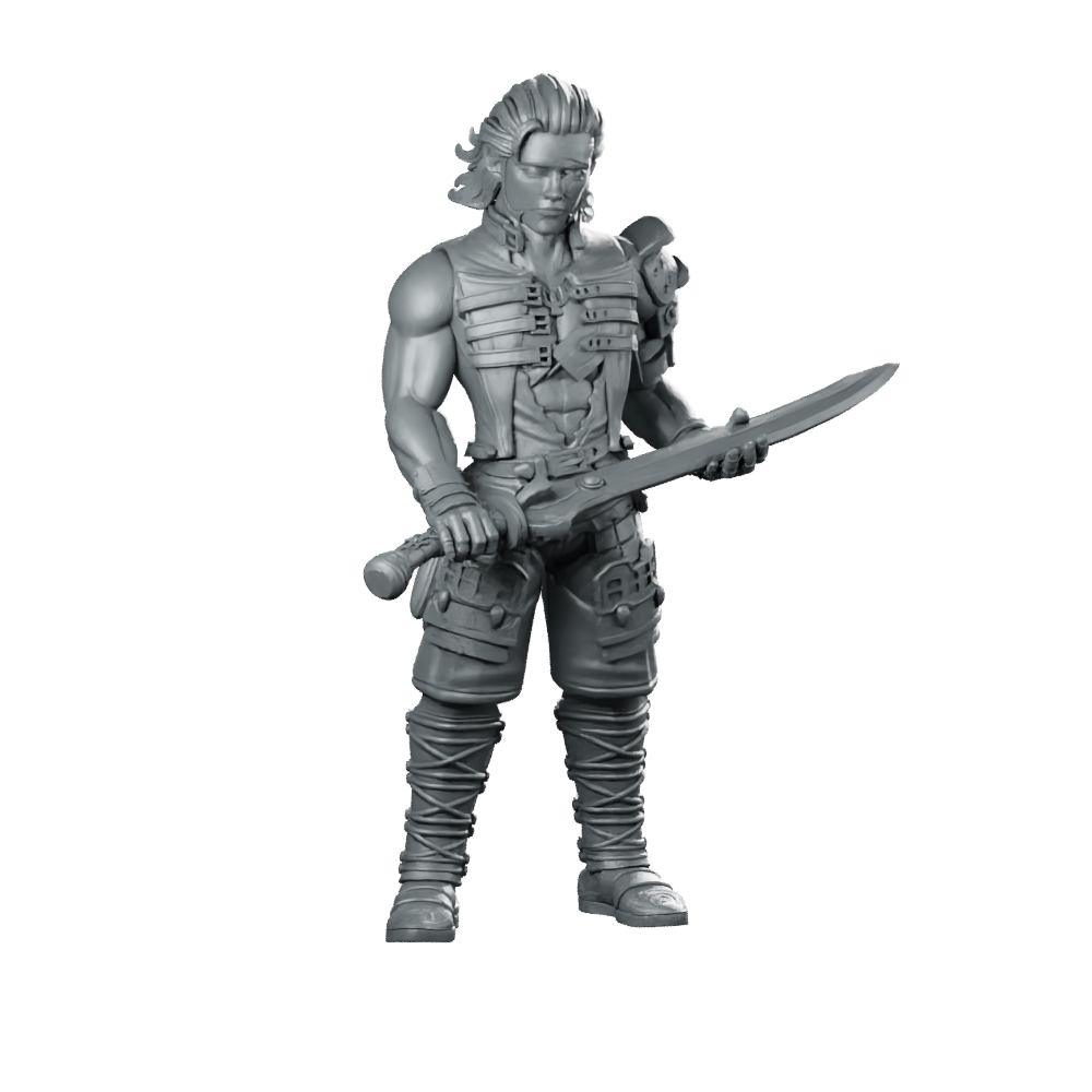 Male Hero Basch Fighter Miniature Sword Warrior Miniature 360 Spin 01