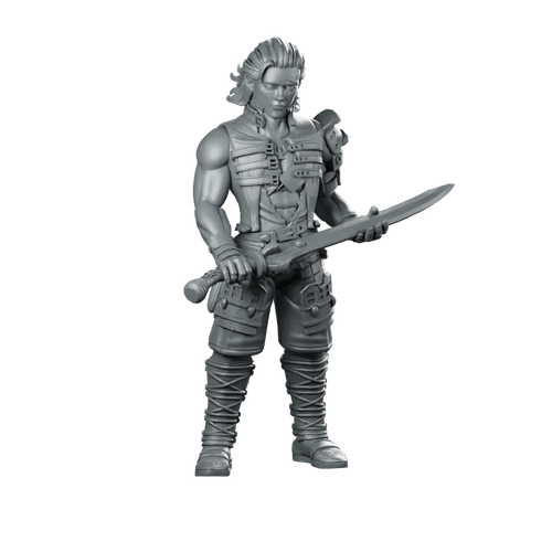 Male Hero Basch Fighter Miniature Sword Warrior Miniature 360 Spin 01