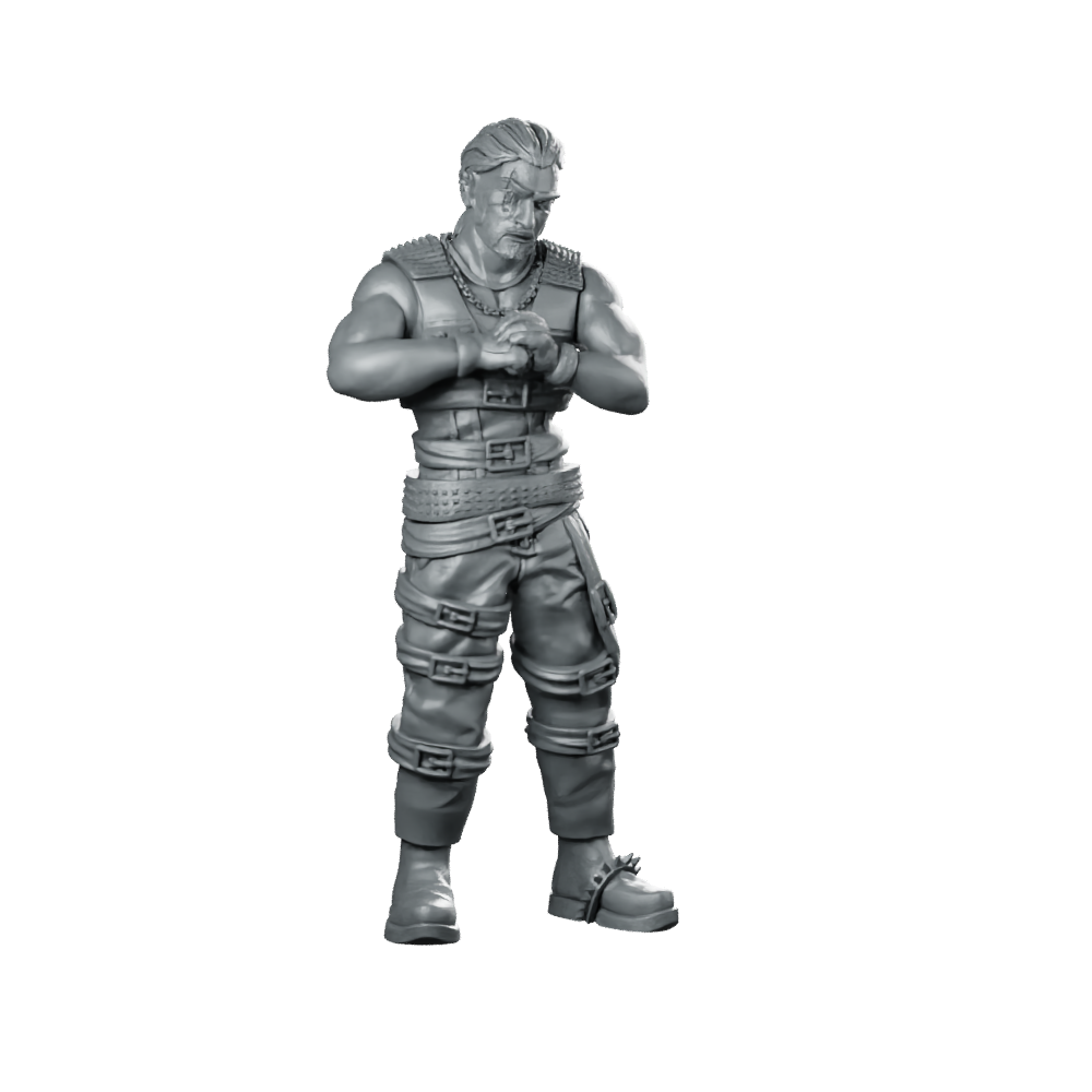 Menard of Brivia CyberPunk Ganger Miniature Brawler Miniature 360 Spin 01