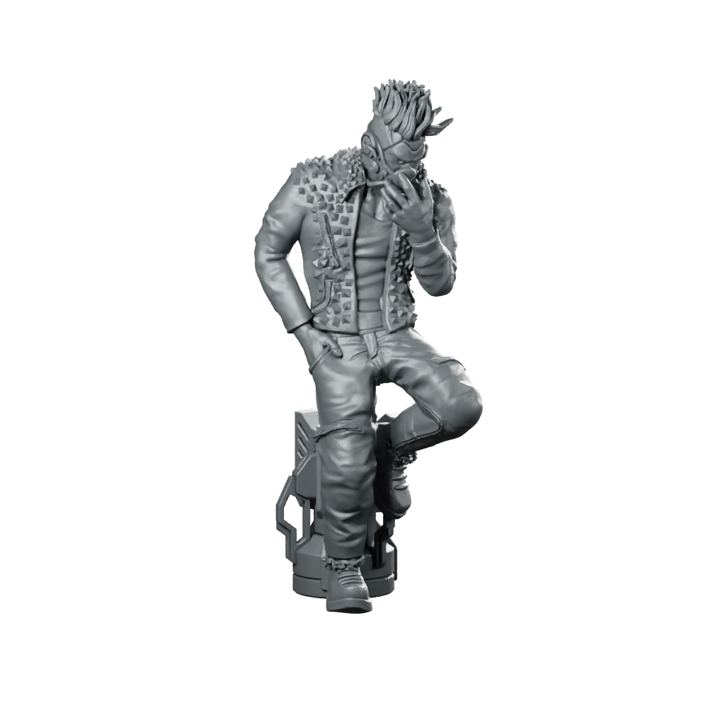 Richie Gutcherez Cyberpunk Miniature Punk Soldier Hero Miniature 360 Spin 01