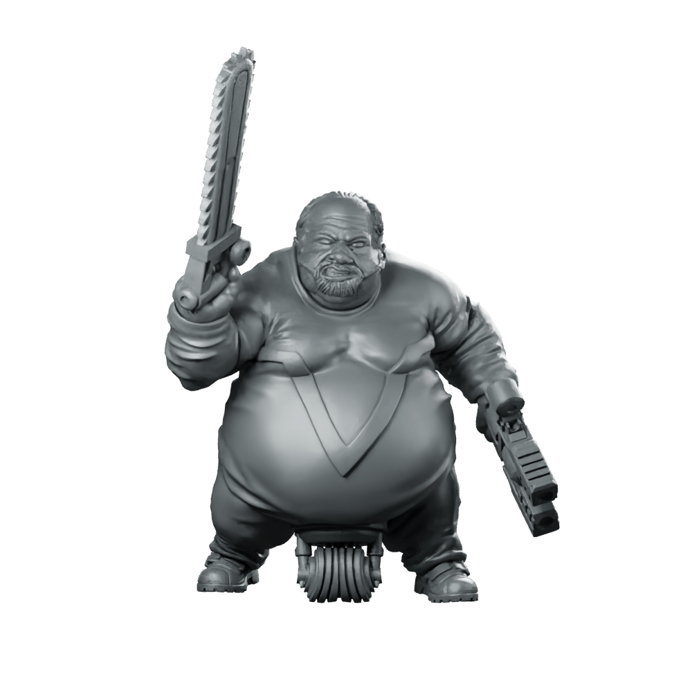 Batchoy Ex Convict Papa Jayjay Cyberwheel Enforcer - Papsikels Miniatures - We Print Miniatures