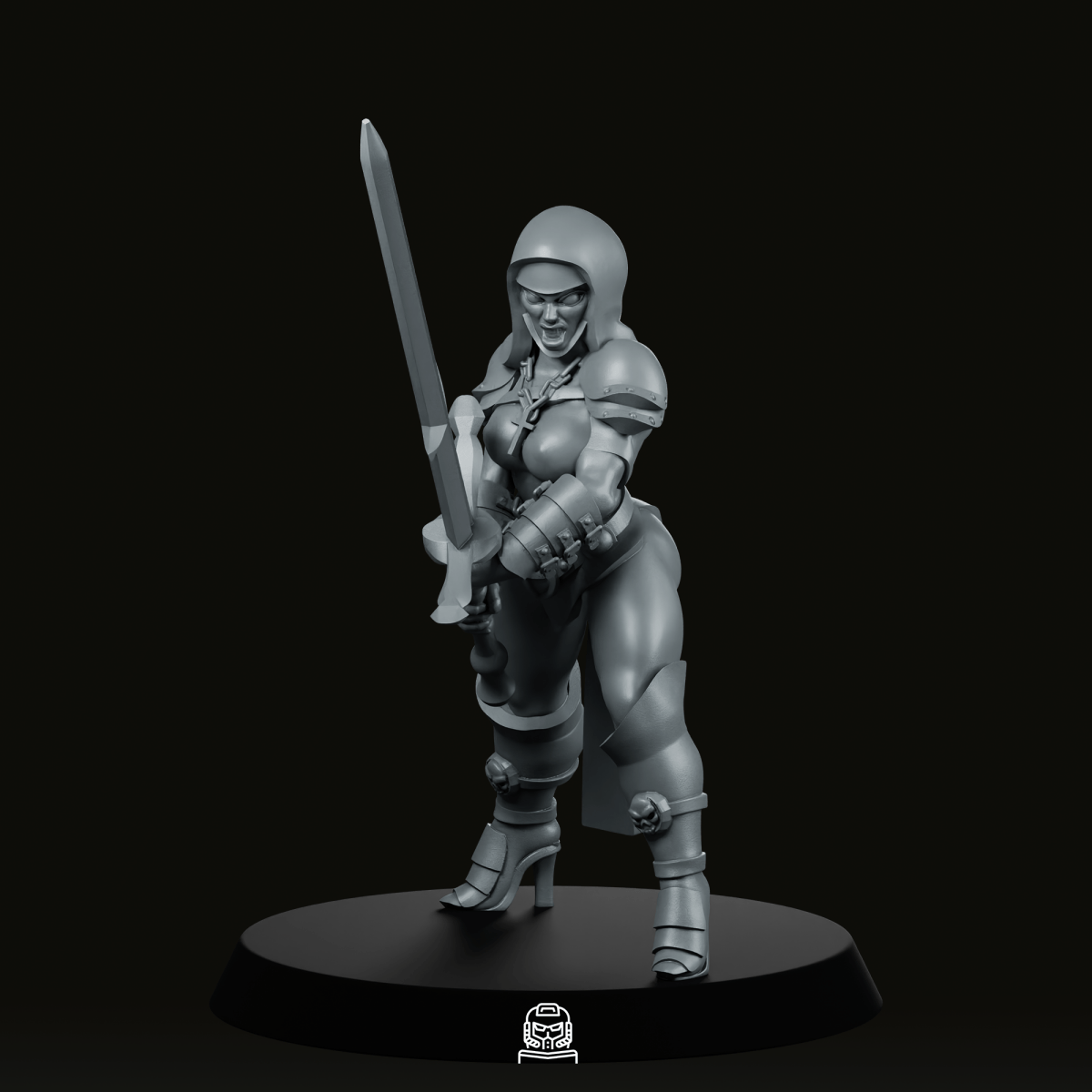 Battle Nun Greatsword 1 Miniature - Across The Realms - We Print Miniatures