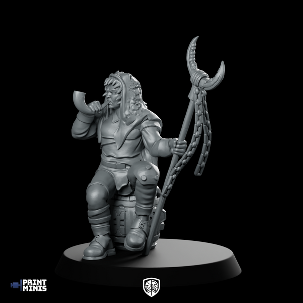 Beast Nomad Miniature Hooded Warrior Chain Staff