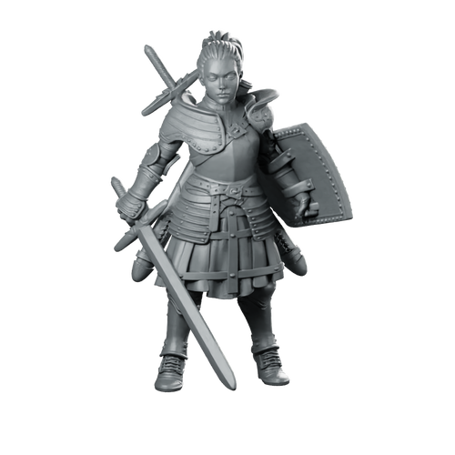 Fantasy Bela Warrior Miniature Dual-Sword Armored Hero Miniature 360 Spin 01