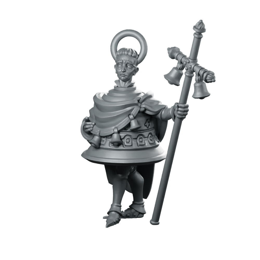 Bell Knight Fantasy Miniature Haloed Crusader Zealot Miniature 360 Spin 01
