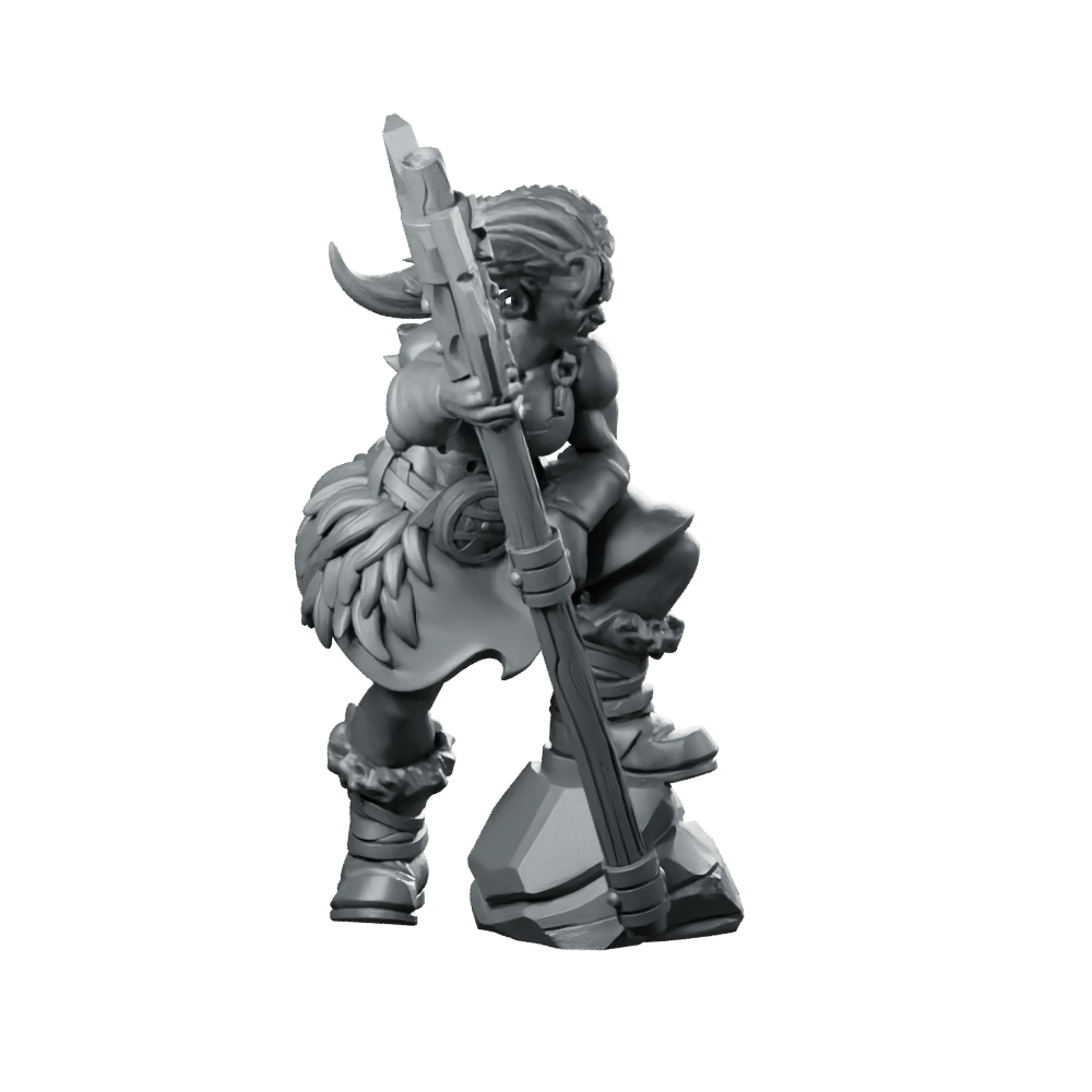Berserk Female Orc Miniature Warrior Barbarian Axe - CastNPlay - We Print Miniatures