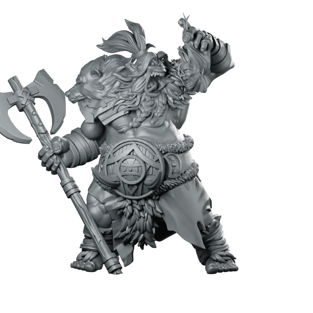 Big Old Orc Miniature Savage Warboss Axe Miniature 360 Spin 01