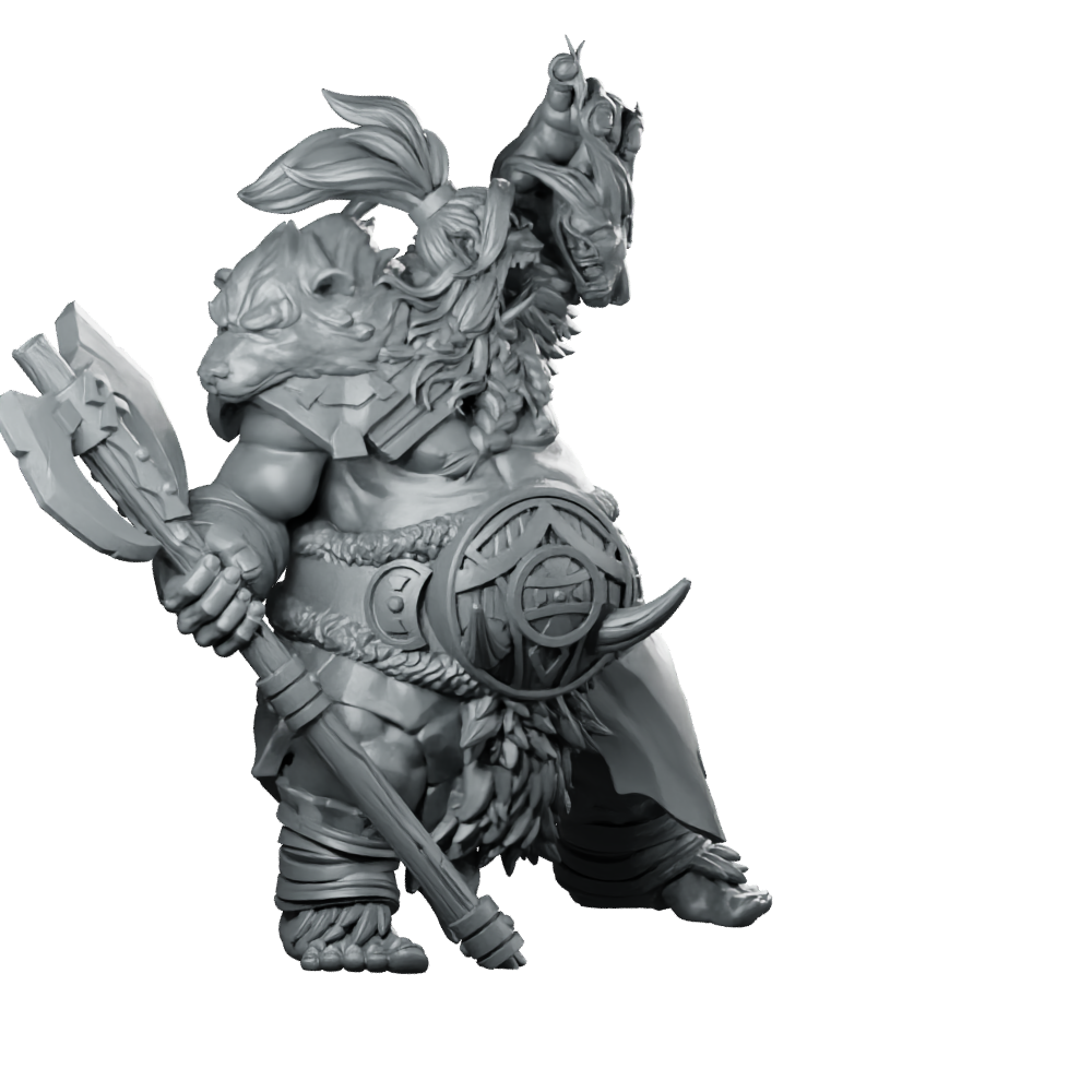Big Old Orc Miniature Savage Warboss Axe Miniature 360 Spin 02