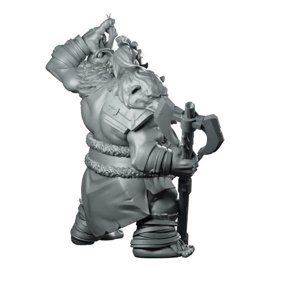 Big Old Orc Miniature Savage Warboss Axe Miniature 360 Spin 04
