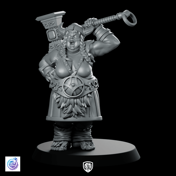 Big Woman Miniature Hammer - Wielding Barbarian Warrior - CastNPlay - We Print Miniatures