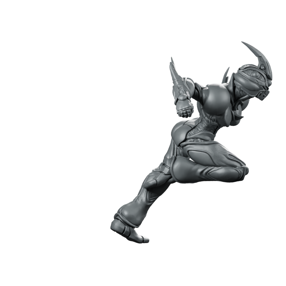 Bio Techno Woman 1 C Miniature Cyborg Runner Miniature 360 Spin 03